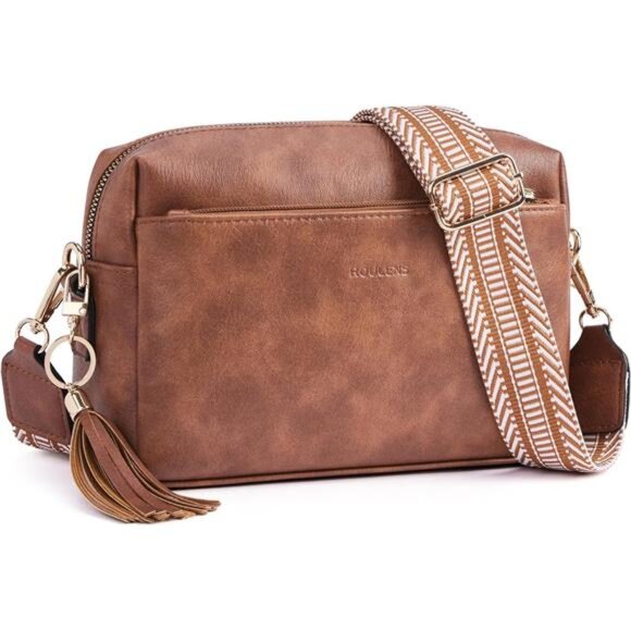 Handbags - Triple Zip Small Crossbody Bag for women, Brown
